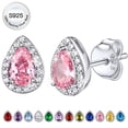 thumbnail image 1 of Bestyle 925 Sterling Silver Birthstone Stud Earrings for Women, Sparking October Teardrop Cut Diamond Earrings for Sensitive Ears, 1 of 9