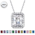 thumbnail image 1 of Bestyle Pure 925 Sterling Silver Pendant Necklace Square Cut Crystal Birthstone Necklaces April Created Diamond Graduation Birthday Gifts, 1 of 9