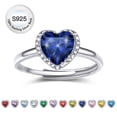 thumbnail image 1 of Bestyle Pure S925 Sterling Silver Heart Rings for Women Sparkle Open Band Ring September Created Sapphire Rings Mother's Day Gift Size 6-12, 1 of 9