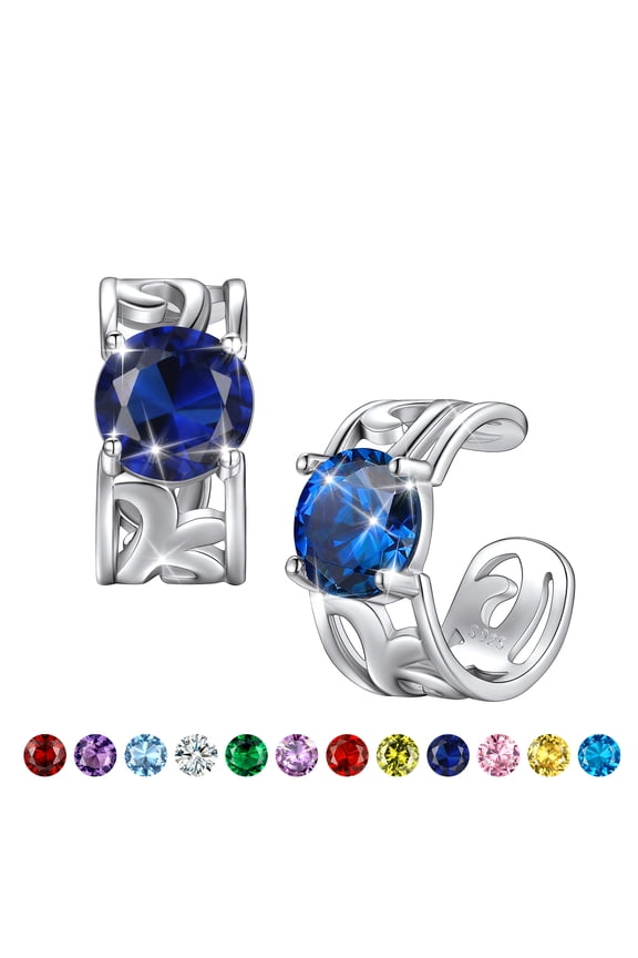 September Sapphire Birthstone Ear Cuffs Sterling Silver Celtic Knot Earrings Non Piercing Christmas Birthday Gifts for Daughter Mother Niece
