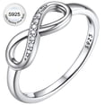 thumbnail image 1 of Bestyle Pure 925 Sterling Silver Wedding Bands Cubic Zirconia Infinity Knot Promise Rings for Engagement Valentine's Day Gifts Size 7, 1 of 9