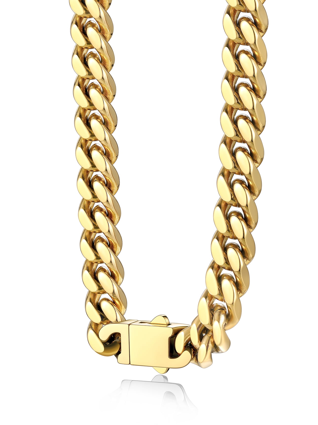Bestyle 9mm Gold Plated Miami Cuban Curb Chains Solid Heavy Stainless ...