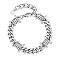 thumbnail image 1 of Bestyle 9mm Thorns Cuban Link Chain Bracelet for Men Women Hip-Hop Stainless Steel Barbed Wire Bracelet Christmas Jewelry Gifts, 1 of 9