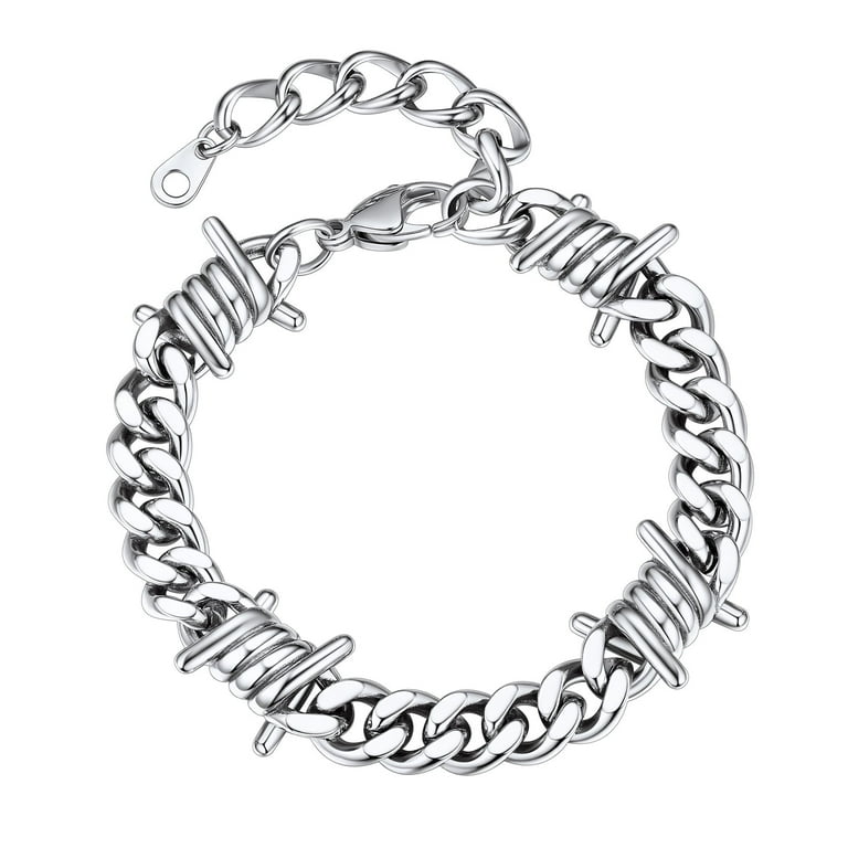 Bestyle 9mm Thorns Cuban Link Chain Bracelet for Men Women Hip-Hop