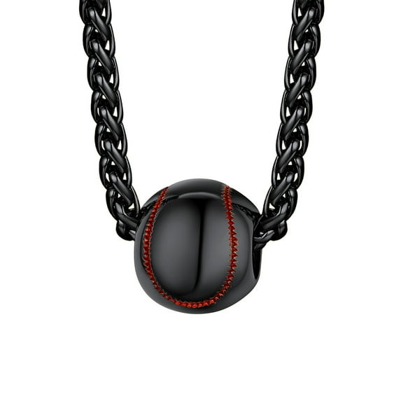 Bestyle Baseball Necklace Ball Pendant Necklace for Men 3D Sport Fan Player Jewelry Collection Gifts - Black