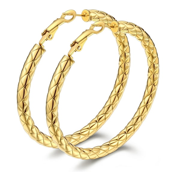 Bestyle Big Cross Hoop Earrings for Women 60mm 18K Gold Plated Hypoallergenic Lightweight Earrings Gifts for Girlfriend Daughter Mom Wife