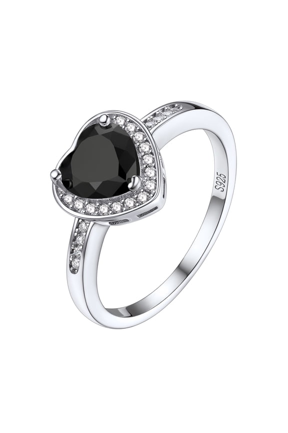 Black Heart Created Diamond Ring Sterling Silver Wedding Band Promise Ring for Her 1 Ct Love Gemstone Rings Jewelry Gift Size 6