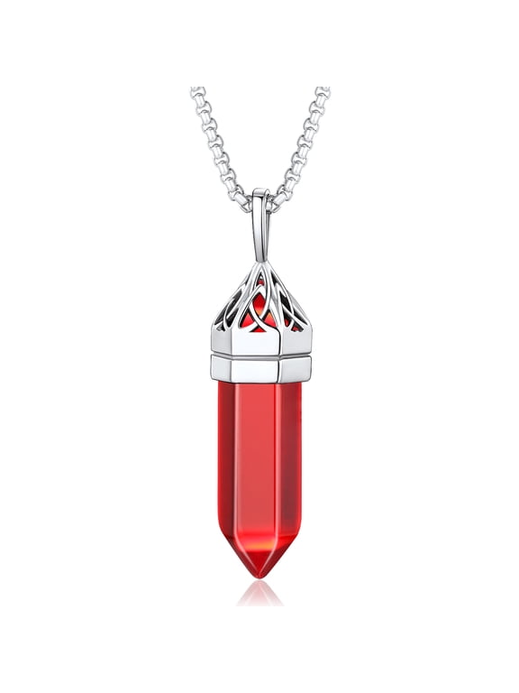 Celtic Knot Pendant Necklace July Synthetic Ruby Crystal Birthstone Necklace Gifts for Valentines Mother's Day
