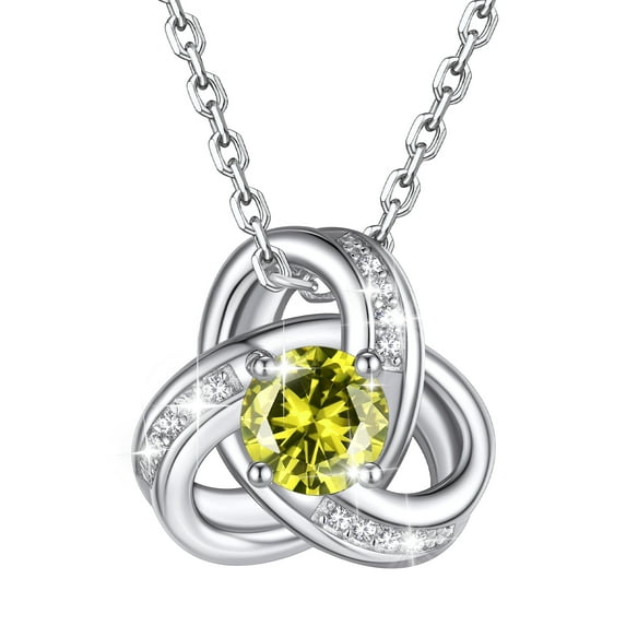 Bestyle Love Celtic Knot Necklace Sparkling August Birthstone Pendant Sterling Silver Jewelry Gift for Women Mom Wife Daughter