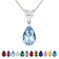 thumbnail image 1 of Bestyle Created Aquamarine Pendant Necklace for Women Heart & Pear Cut Dangle Necklace Jewelry Gifts for Birthday Christmas Stocking Stuffers, 1 of 9
