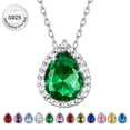 thumbnail image 1 of Bestyle Birthstone Necklace May Emerald Pear Pendant Necklace for Women Pure Sterling Silver Jewelry Valentine's Day Gifts for Wife Daughter Mother, 1 of 8