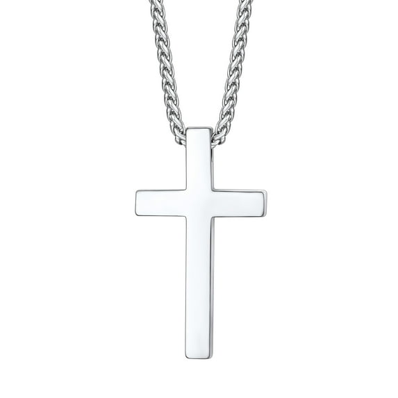 Bestyle Cross Necklace for Men Women Stainless Steel Jesus Cross Pendant Necklace Religious Gifts for Dad Husband Son