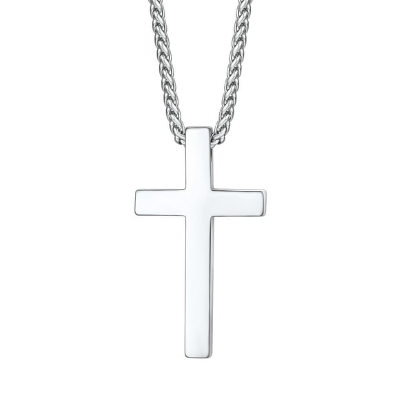 Bestyle Cross Necklace for Men Women Stainless Steel Jesus Cross Pendant Necklace Religious Gifts for Dad Husband Son