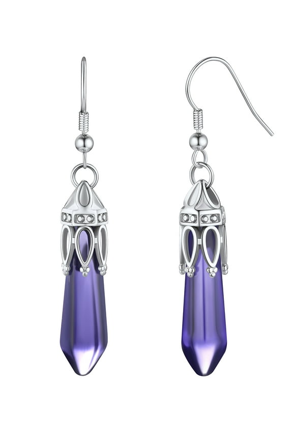 Crystal Dangle Earrings for Women February Birthstone Drop Earrings Jewelry Gifts for Birthday Mother's Day