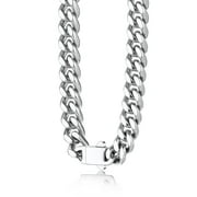 BESTYLE 7MM Cuban Chain Necklace for Men Women, 20" Choker Miami Curb Link Chain Necklace Christmas Birthday Gifts for Dad Husband Son