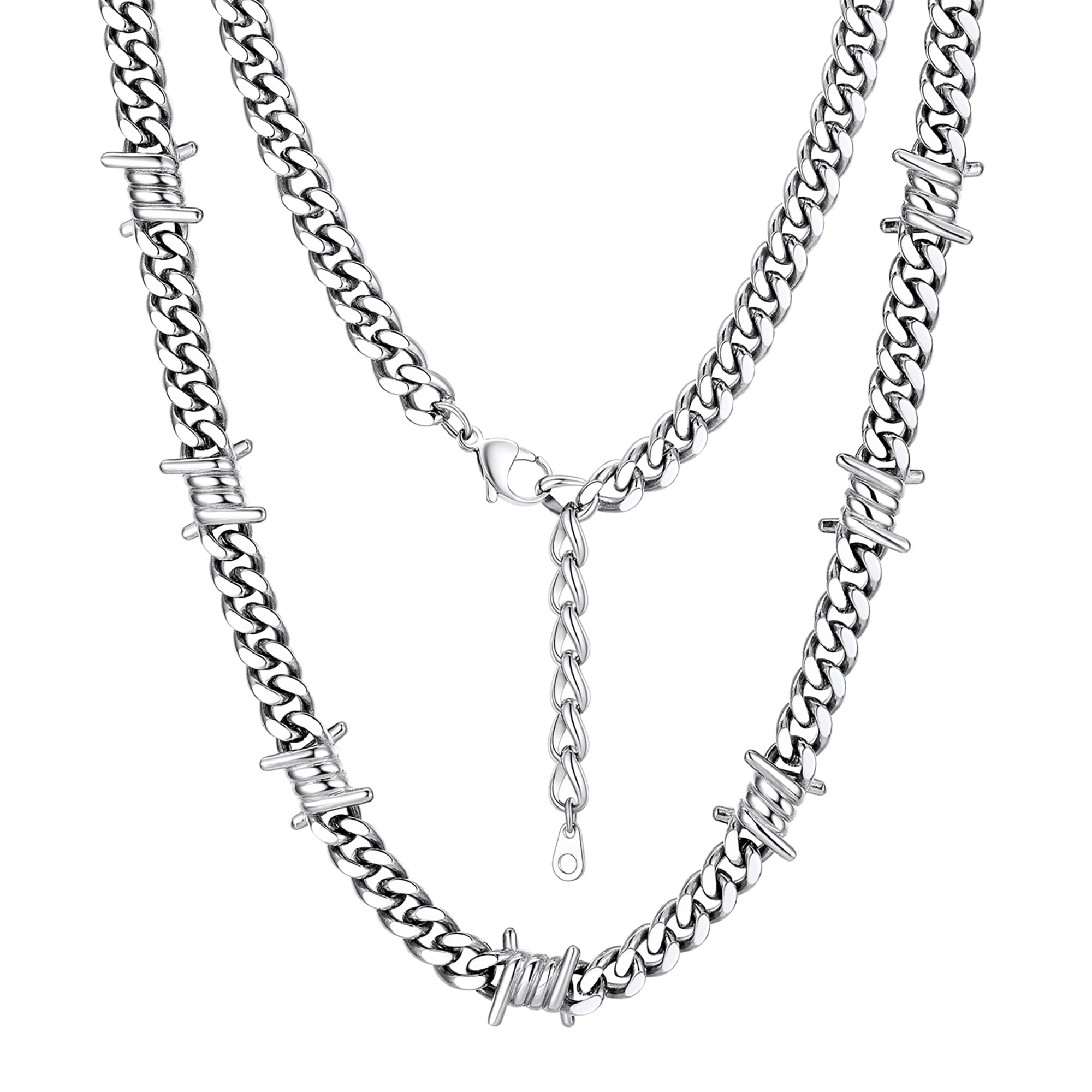 Bestyle Cuban Link Chain for Men Thorns Choker Necklace 7MM Thick