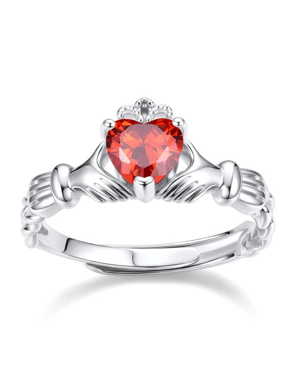 Birthstone Rings for Women July Promise Engagement Heart Ring Christmas Jewelry Gifts for Wife Daughter Mom Open Size 5-10