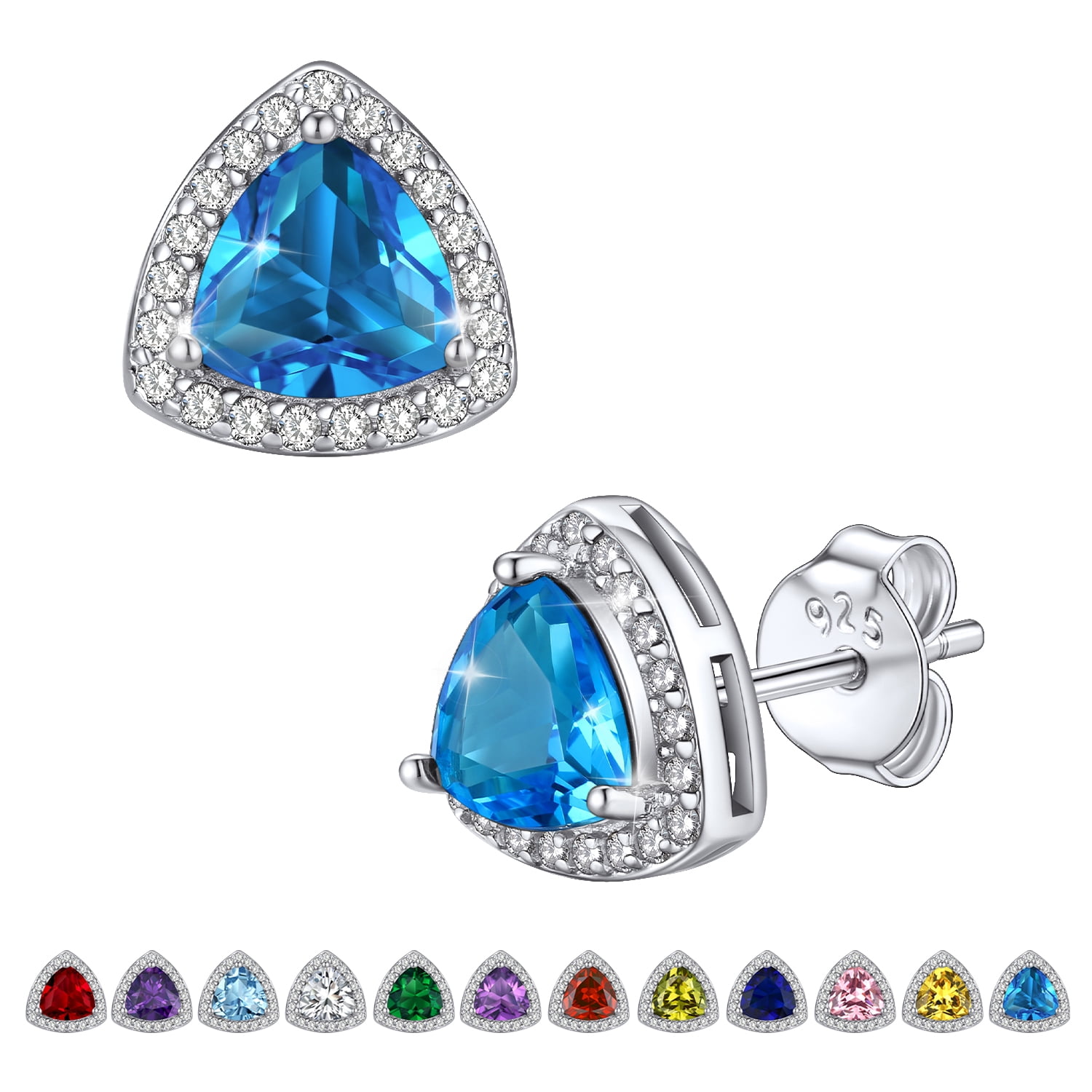 Bestyle December Birthstone Earrings for Women Turquoise Halo Stud ...