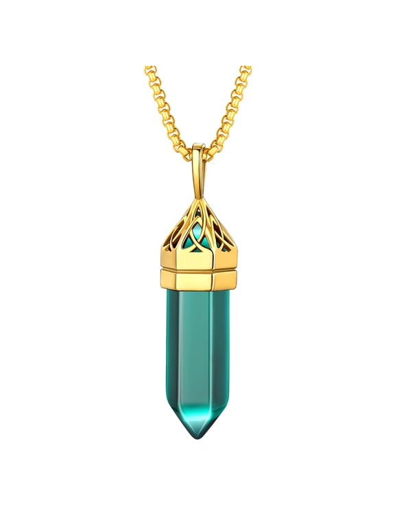 Synthetic Emerald Necklace for Women Gemstone Pendant Necklaces May Birthstone Jewelry Gift for Everyday Mother's Day Christmas