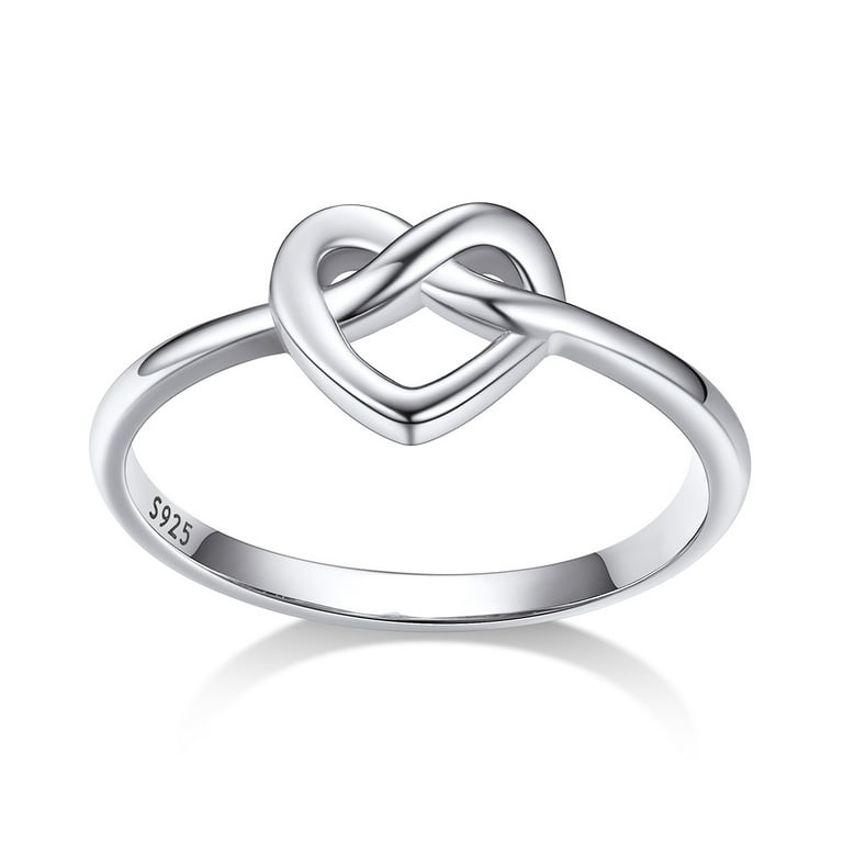 Bestyle Sterling Silver Heart Rings for Women, Simple Celtic Knot