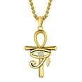 thumbnail image 1 of Bestyle Eye of Horus Ankh Cross Pendant Necklace for Women Men Stainless Steel Chain Necklace Ancient Egyptian Amulet Jewelry Gifts - Gold Plated, 1 of 8