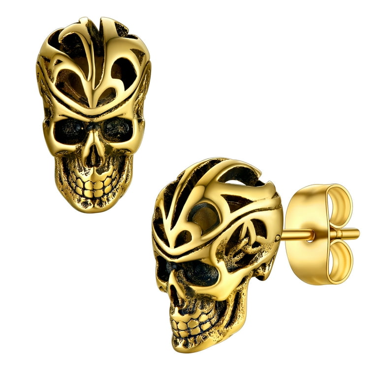 Richsteel Skull Earrings - Gothic Stainless Steel Hoop Jewelry For Men & Women