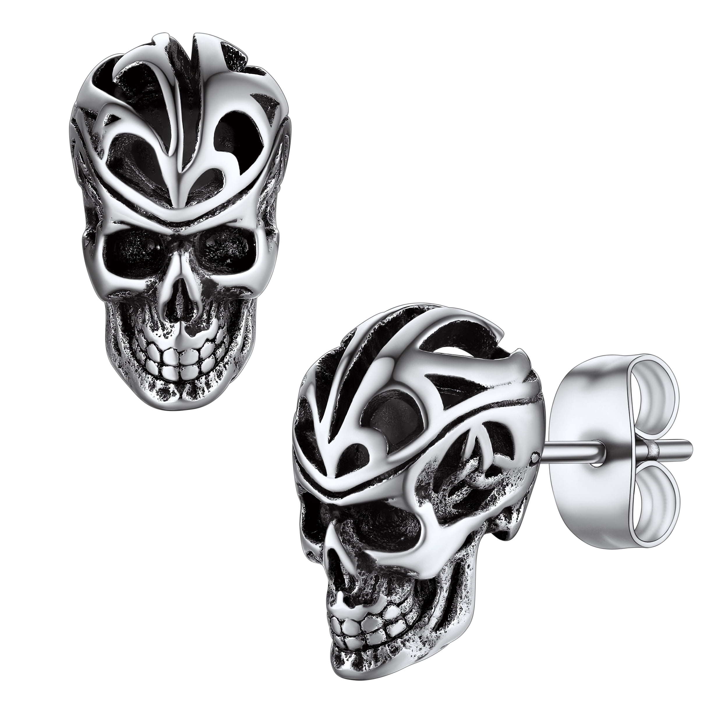 ¨̮⃝ Bestyle Men's Gothic Skull Stud Earrings, Stainless Steel