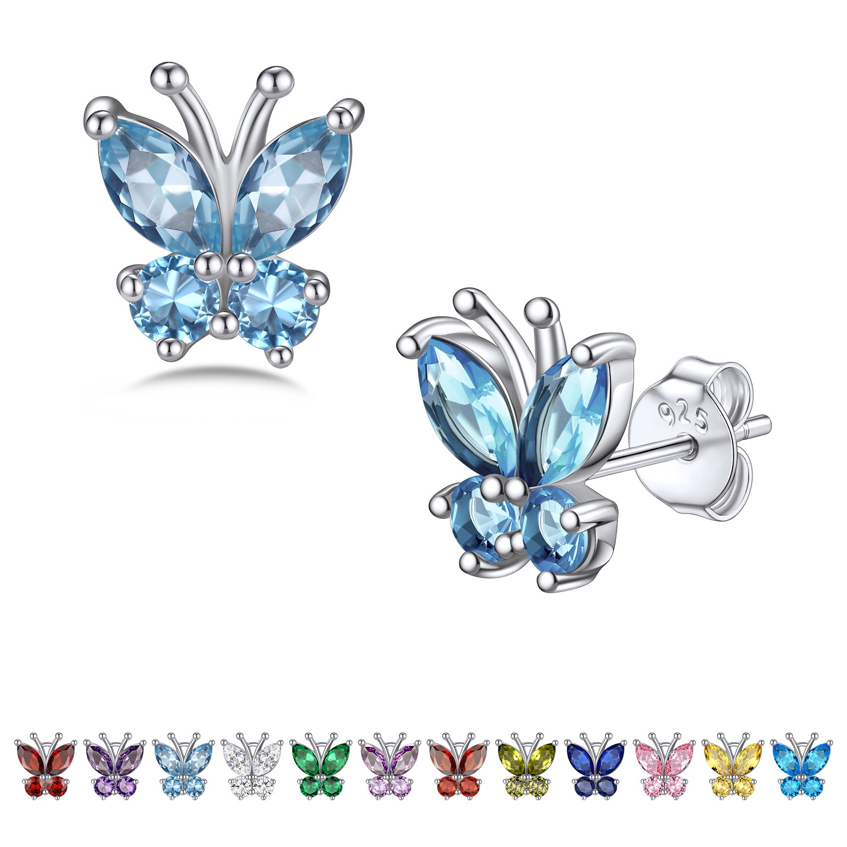 Amazon.com: 14K Gold Plated Stud Earrings Butterfly Earring Enamel Colorful  Wings Gradient Blue Stud Earrings for Women: Clothing, Shoes & Jewelry