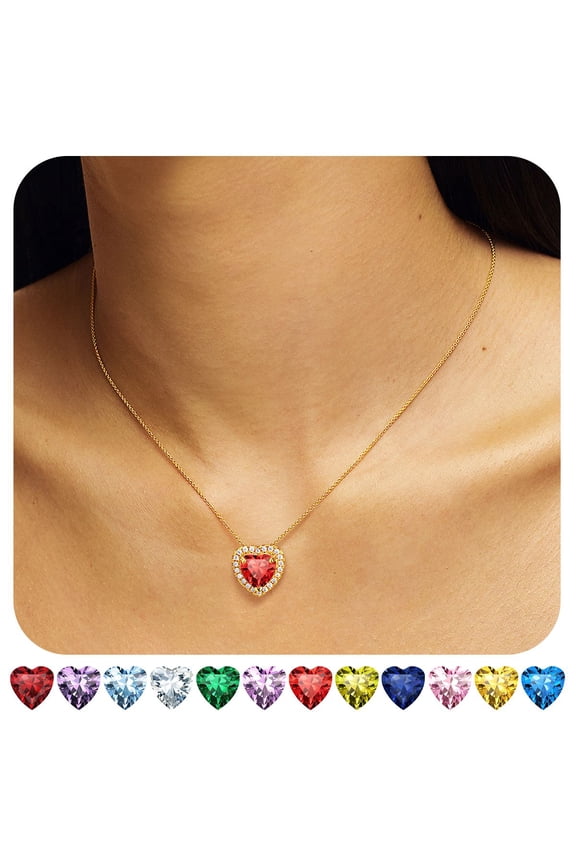 Gold Plated Choker Necklace for Women, Created Ruby Crystal Birthstone Pendant Jewelry Gifts for Birthday Mother's Day Christmas