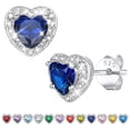 thumbnail image 1 of Bestyle Hypoallergenic Birthstone Earrings for Women, 0.5ct Heart Stud Earrings in Copper & 925 Silver Christmas Stocking Stuffers Birthday Gifts, 1 of 9