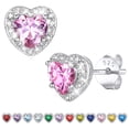 thumbnail image 1 of Bestyle Hypoallergenic Birthstone Earrings for Women, 0.5ct Heart Stud Earrings in Copper & 925 Silver Christmas Stocking Stuffers Birthday Gifts, 1 of 9