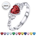 thumbnail image 1 of Bestyle Infinity Love Celtic Knot Rings for Women Pure 925 Sterling Silver Heart Rings January Red Garnet Ring Gifts for Mother's Day Wedding Engagement, 1 of 9