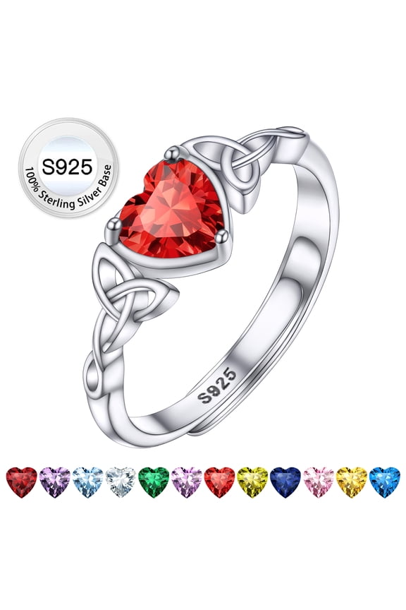 Infinity Love Celtic Knot Rings for Women Pure 925 Sterling Silver Heart Rings July Purple Red Ruby Rings for Mom Daughter Wife Girlfriend