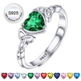 thumbnail image 1 of Bestyle Infinity Love Celtic Knot Rings for Women Pure 925 Sterling Silver Heart Rings May Green Emerald Ring Gifts for Mother's Day Wedding Engagement, 1 of 9