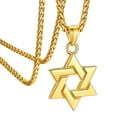 thumbnail image 1 of Bestyle Jewish Star of David Necklace Hexagram Pendant Necklace Stainless Steel Jewelry Gifts for Men Boyfriend Dad Father - Gold Plated, 1 of 9