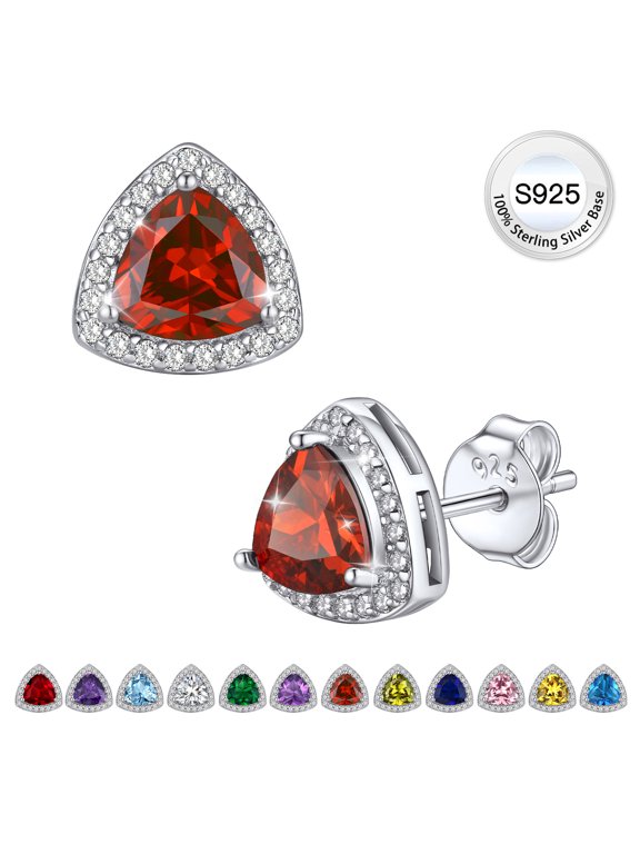 July Birthstone Earrings for Women Ruby Stud Earrings Pure 925 Sterling Silver Jewelry Gifts for Birthday Graduation Christmas