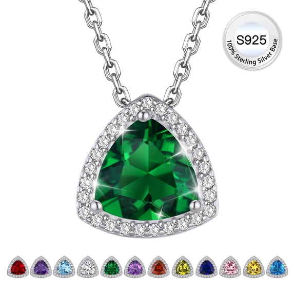 Bestyle May Birthstone Necklace for Women Emerald Pendant Necklace Solid 925 Sterling Silver Gifts for Valentines Mothers Day Birthday