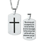 BESTYLE Cross Necklace for Men Stainless Steel Dog Tag Pendant Christian Serenity Prayer Religious Faith Gifts for Brother Nephew Son Dad