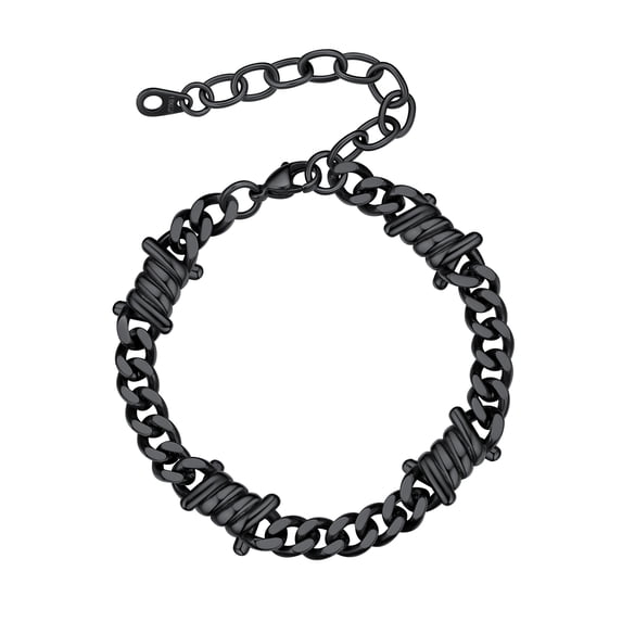 Bestyle Men Cuban Chain Bracelets 7mm Unisex Black Barbed Wire Beacelet Hip Hop Punk Jewelry Gifts for Women