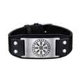 thumbnail image 1 of Bestyle Men's Punk Helm of Awe Leather Bracelets with Adjustable Length, Stainless Steel Viking Rune Norse Symbol Cuff Bracelets for Boys, 1 of 7