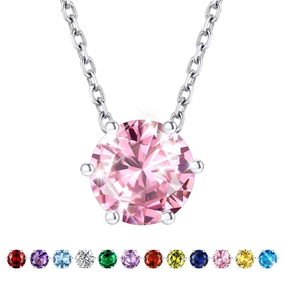 Bestyle October Women Necklace Crystal Gemstone Pendnat Necklace Anniversary Birthday Christmas Jewelry Gifts for Her Mother Wife Daughter