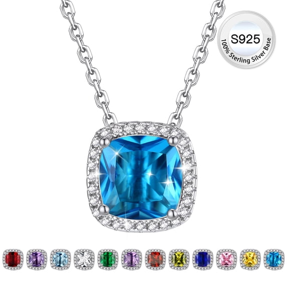 Bestyle Pendant Necklace for Women Solid 925 Sterling Silver Necklace Created Turquoise Birthstone Jewelry Valentines Day Christmas Birthday Gift