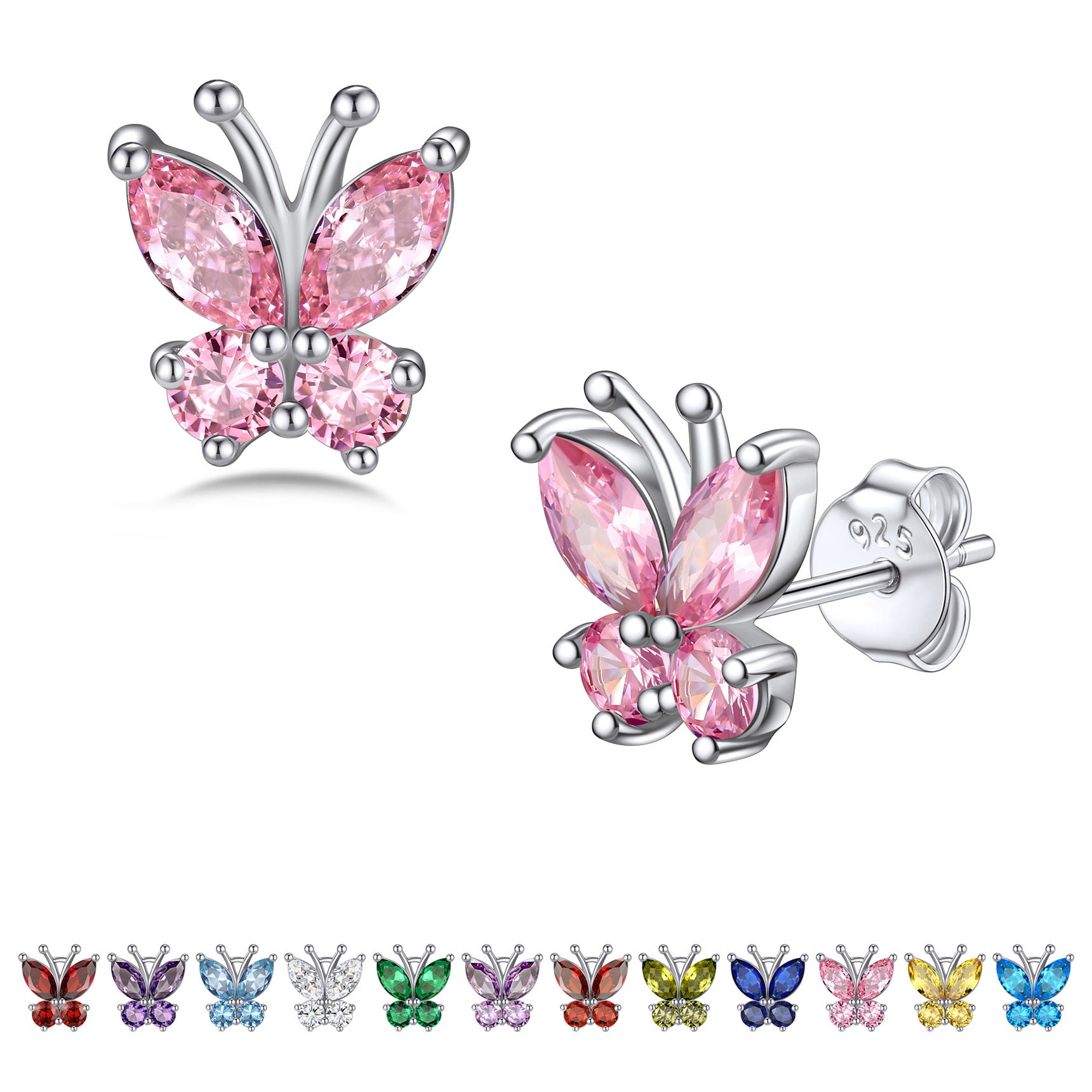 Bestyle Pink Tourmaline S925 Stud Earrings – October Birthstone
