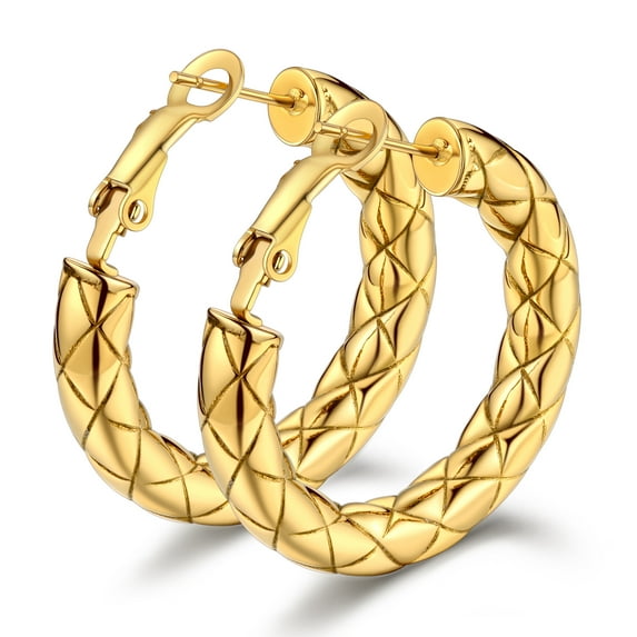 Bestyle Small Cross Hoop Earrings for Women 30mm 18K Gold Plated Hypoallergenic Lightweight Earrings Gifts for Girlfriend Daughter Mom Wife