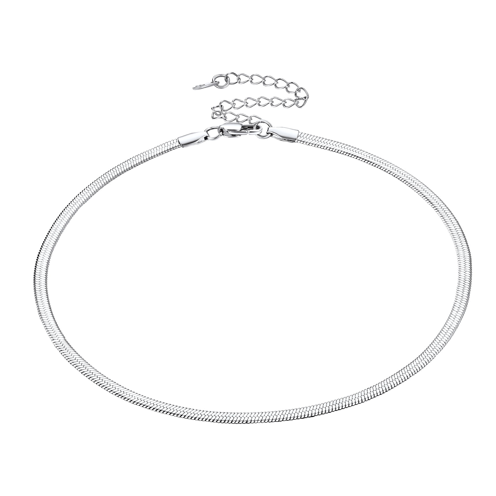 Bestyle Snake Chain Necklace for Women Dainty Herringbone Choker Stainless Steel Necklaces Everyday Wear Mother's Day Jewelry (3mm, 12.5")