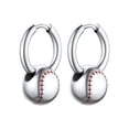 thumbnail image 1 of Bestyle Sport Ball Dangle Earrings for Women, 3D Baseball Drop Earrings Stainless Steel Hoop Earring for Men Trendy Jewelry Gift, 1 of 8