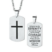 Bestyle Stainless Steel Dog Tag Necklace Military Tag Cross Christian Religious Jewelry Bible Verse Inspirational Gift for Husband Father Son