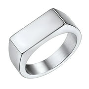 BESTYLE Stainless Steel Signet Ring for Men Women Chunky Heavy Dome Band Ring Statement Thumb Pinky Ring Jewelry Gift for Dad Son Boyfriend Size 9