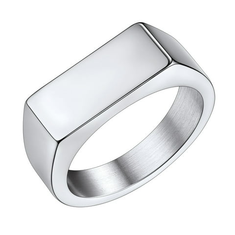 Bestyle Stainless Steel Signet Ring for Men Women Chunky Heavy Dome Band Ring Statement Thumb Pinky Ring Jewelry Gift for Dad Son Boyfriend Size 9