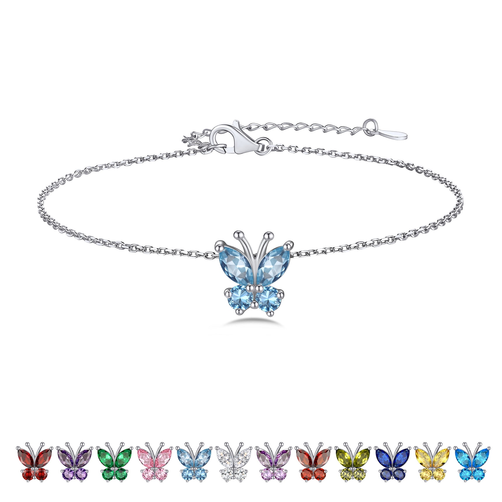 Sterling silver butterfly anklet discount